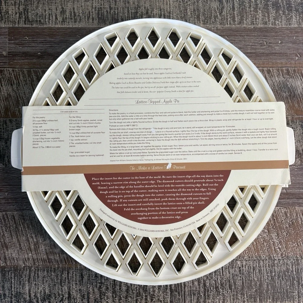William Sonoma Lattice Pie Crust Cutter Baking Thanksgiving Holidays Apple NEW